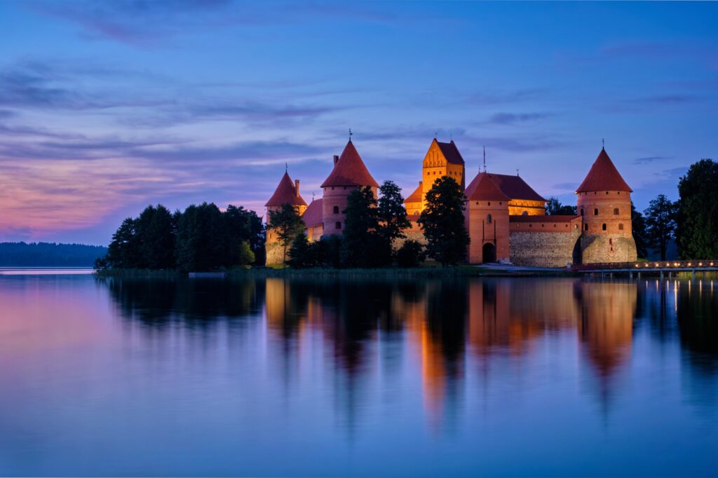 Trakai Island Castle in lake Galve, Lithuania