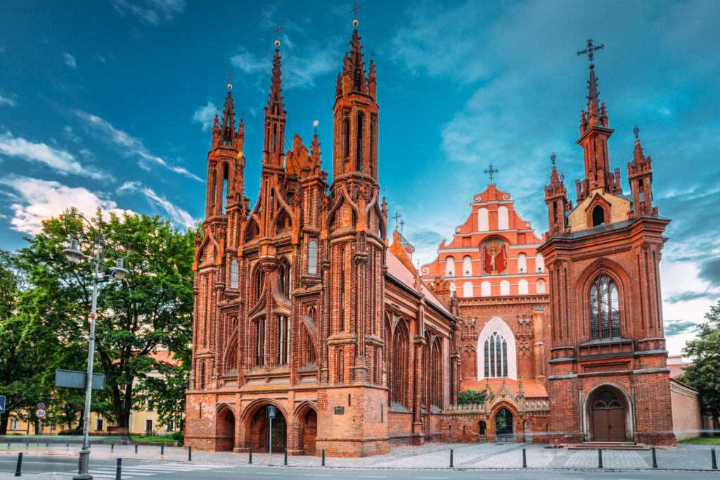 Vilnius, Lithuania. View Of Roman Catholic Church Of St. Anne And Church Of St. Francis And St